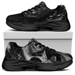 Monochrome Punk Skull Print Black Chunky Shoes