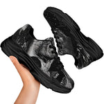 Monochrome Punk Skull Print Black Chunky Shoes