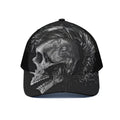 Monochrome Punk Skull Print Black Mesh Trucker Hat