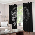 Monochrome Punk Skull Print Dimout Grommet Curtains