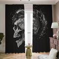 Monochrome Punk Skull Print Dimout Pencil Pleat Curtains