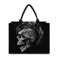 Monochrome Punk Skull Print Canvas Tote Bag