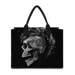 Monochrome Punk Skull Print Canvas Tote Bag