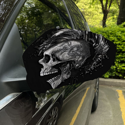 Monochrome Punk Skull Print Car Side Mirror Covers