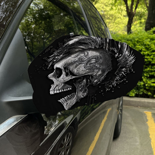 Monochrome Punk Skull Print Car Side Mirror Covers