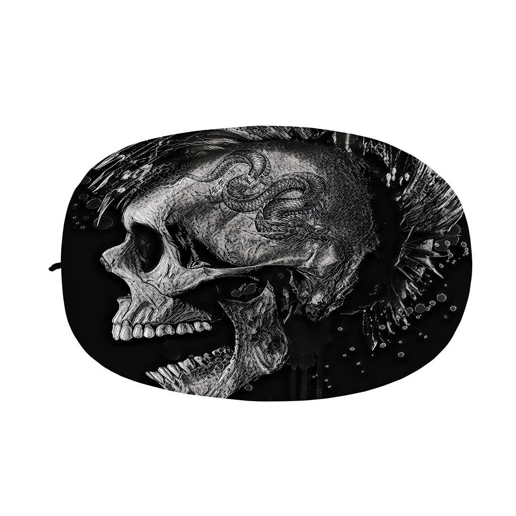 Monochrome Punk Skull Print Car Side Mirror Covers