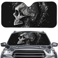 Monochrome Punk Skull Print Car Windshield Sun Shade