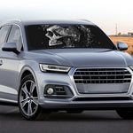 Monochrome Punk Skull Print Car Windshield Sun Shade