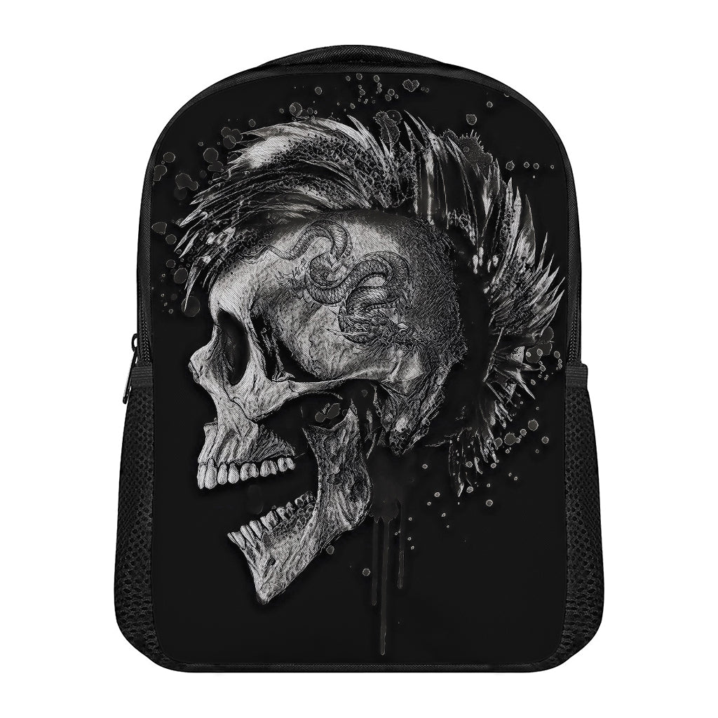 Monochrome Punk Skull Print Casual Backpack