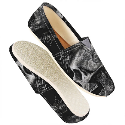 Monochrome Punk Skull Print Casual Shoes