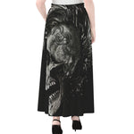 Monochrome Punk Skull Print Chiffon Maxi Skirt
