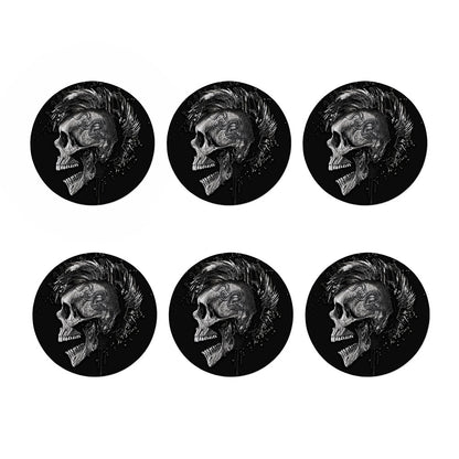 Monochrome Punk Skull Print Coaster Set
