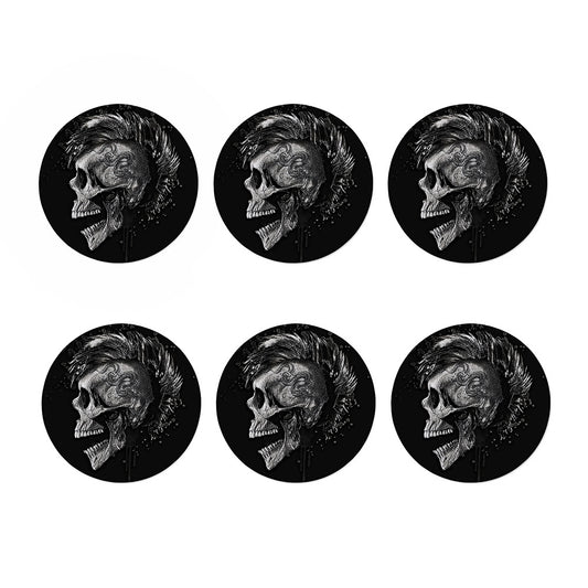 Monochrome Punk Skull Print Coaster Set