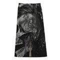 Monochrome Punk Skull Print Cotton Front Slit Maxi Skirt