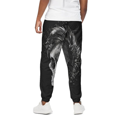 Monochrome Punk Skull Print Cotton Pants