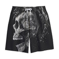 Monochrome Punk Skull Print Cotton Shorts