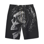Monochrome Punk Skull Print Cotton Shorts