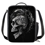 Monochrome Punk Skull Print Crossbody Lunch Bag