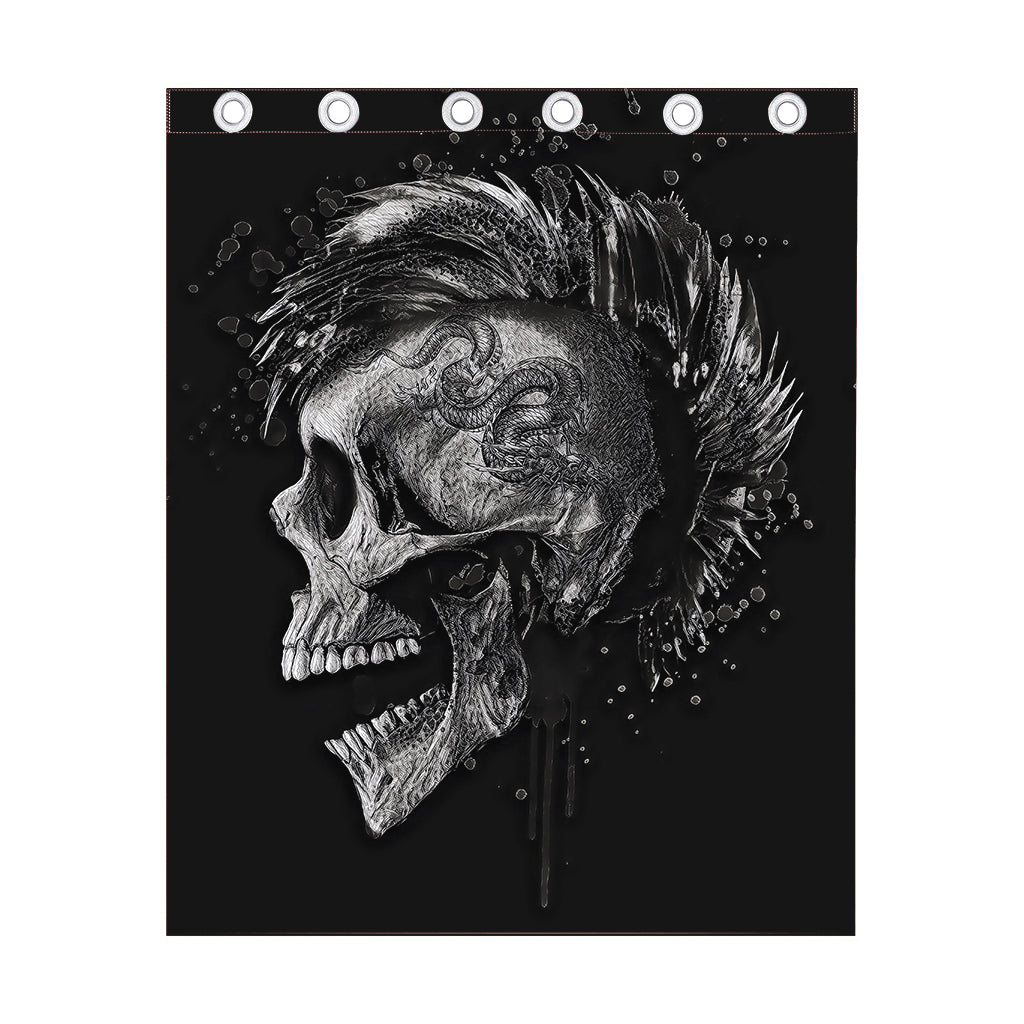Monochrome Punk Skull Print Curtain