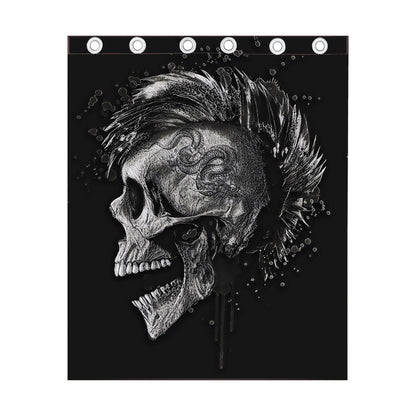 Monochrome Punk Skull Print Curtain