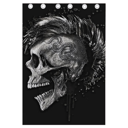 Monochrome Punk Skull Print Curtain