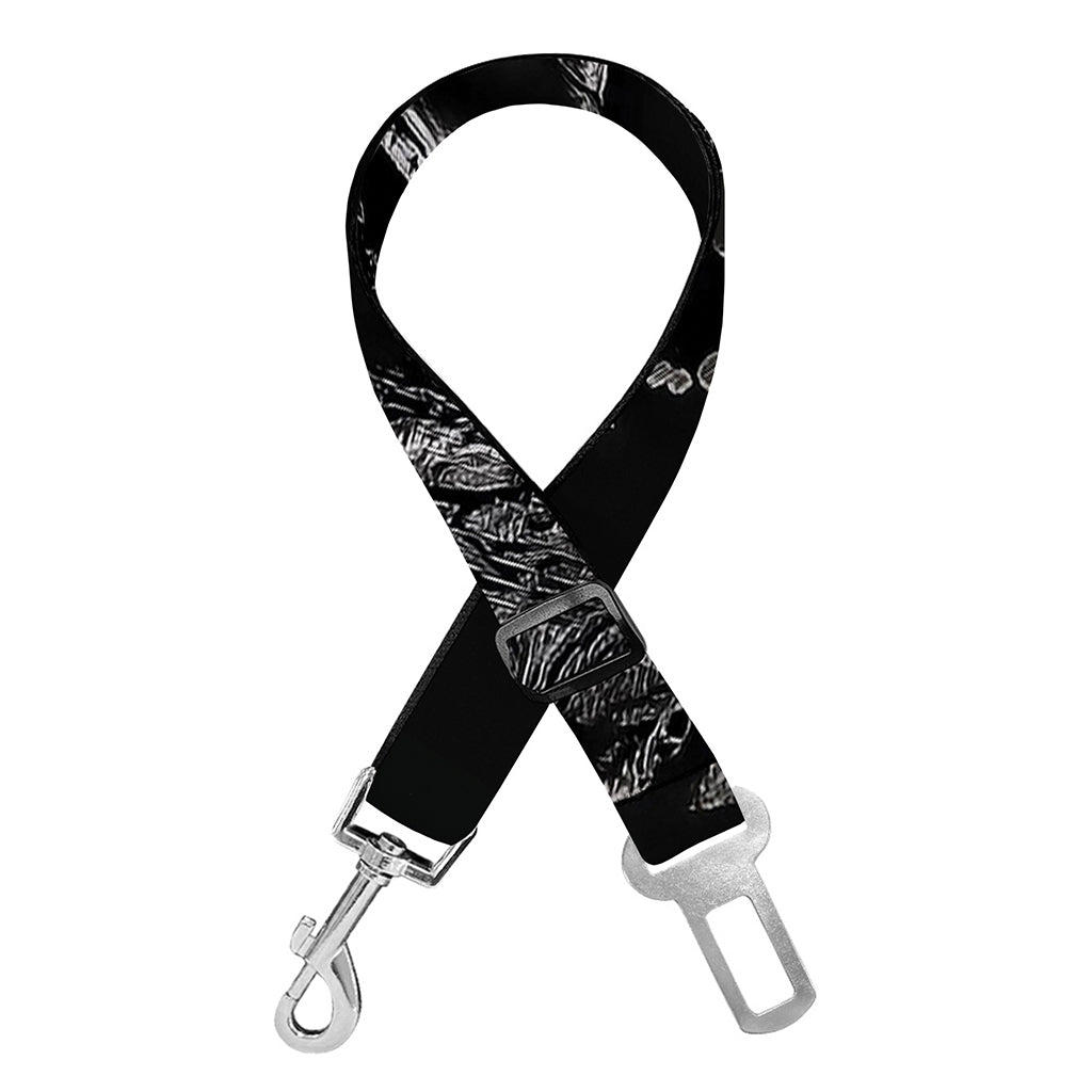 Monochrome Punk Skull Print Dog Seat Belt