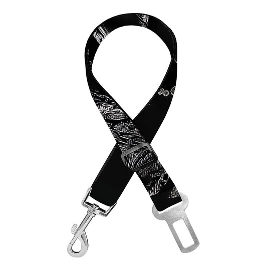 Monochrome Punk Skull Print Dog Seat Belt
