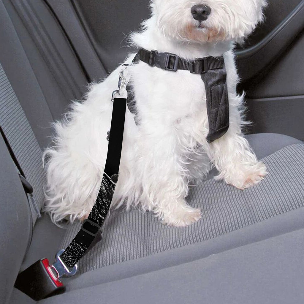 Monochrome Punk Skull Print Dog Seat Belt