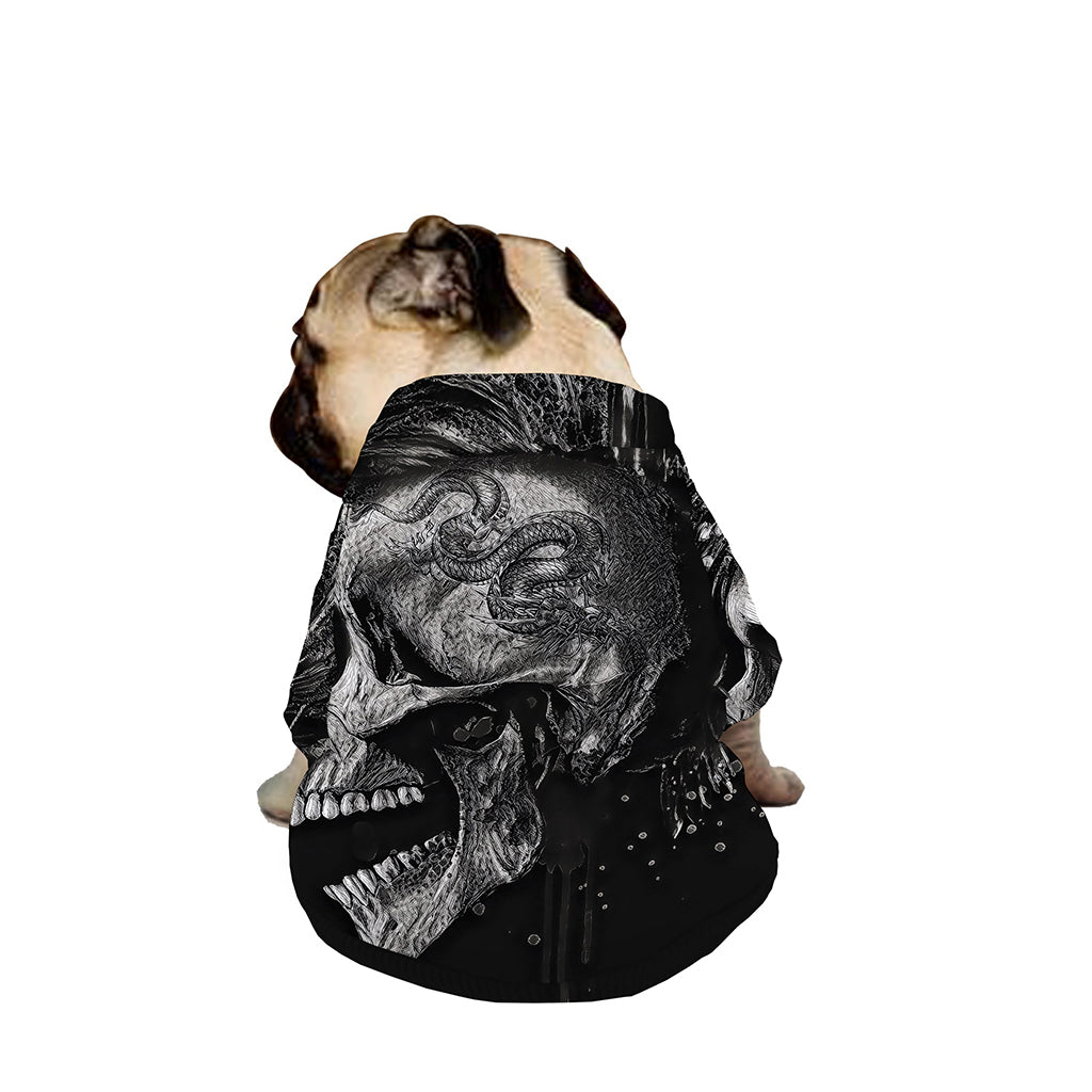 Monochrome Punk Skull Print Dog Zip Up Jacket