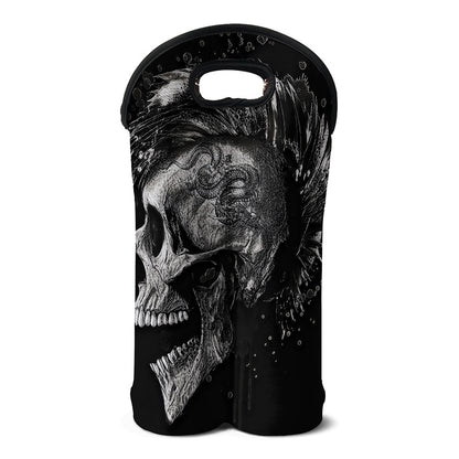 Monochrome Punk Skull Print Double Neoprene Wine Tote