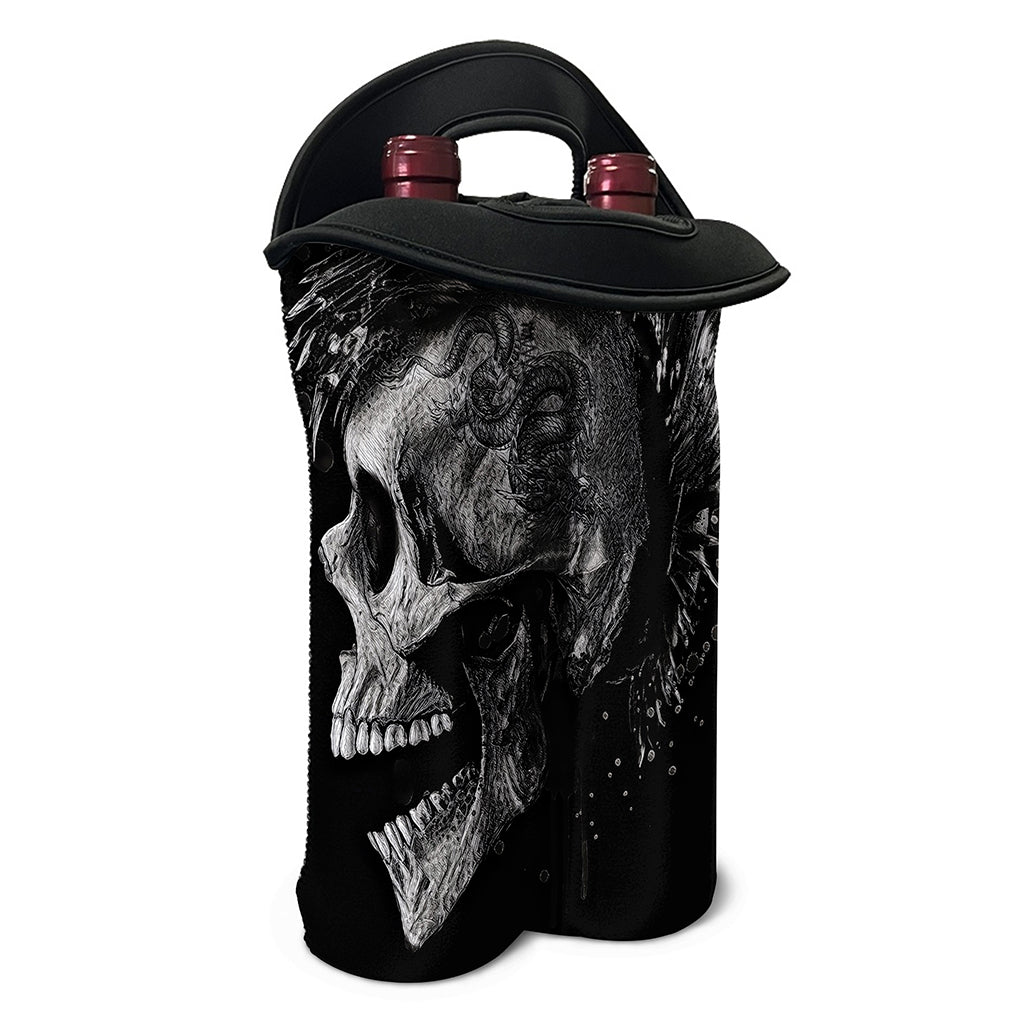 Monochrome Punk Skull Print Double Neoprene Wine Tote