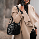 Monochrome Punk Skull Print Double Strap Bible Bag