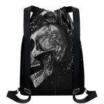 Monochrome Punk Skull Print Drawstring Backpack