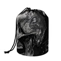 Monochrome Punk Skull Print Drawstring Makeup Bag
