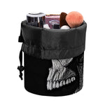 Monochrome Punk Skull Print Drawstring Makeup Bag