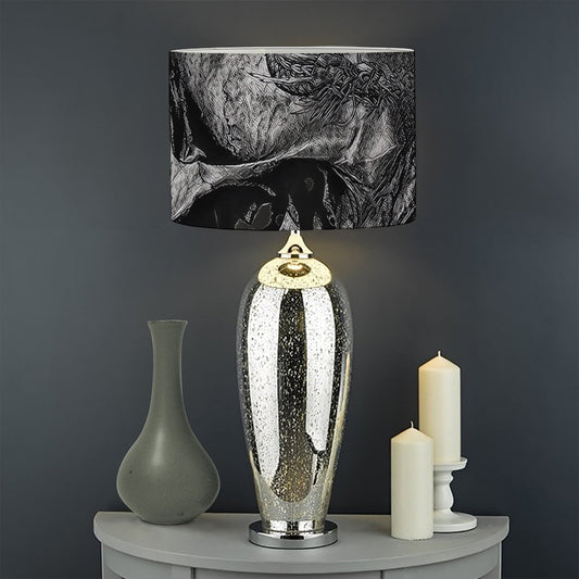 Monochrome Punk Skull Print Drum Lamp Shade