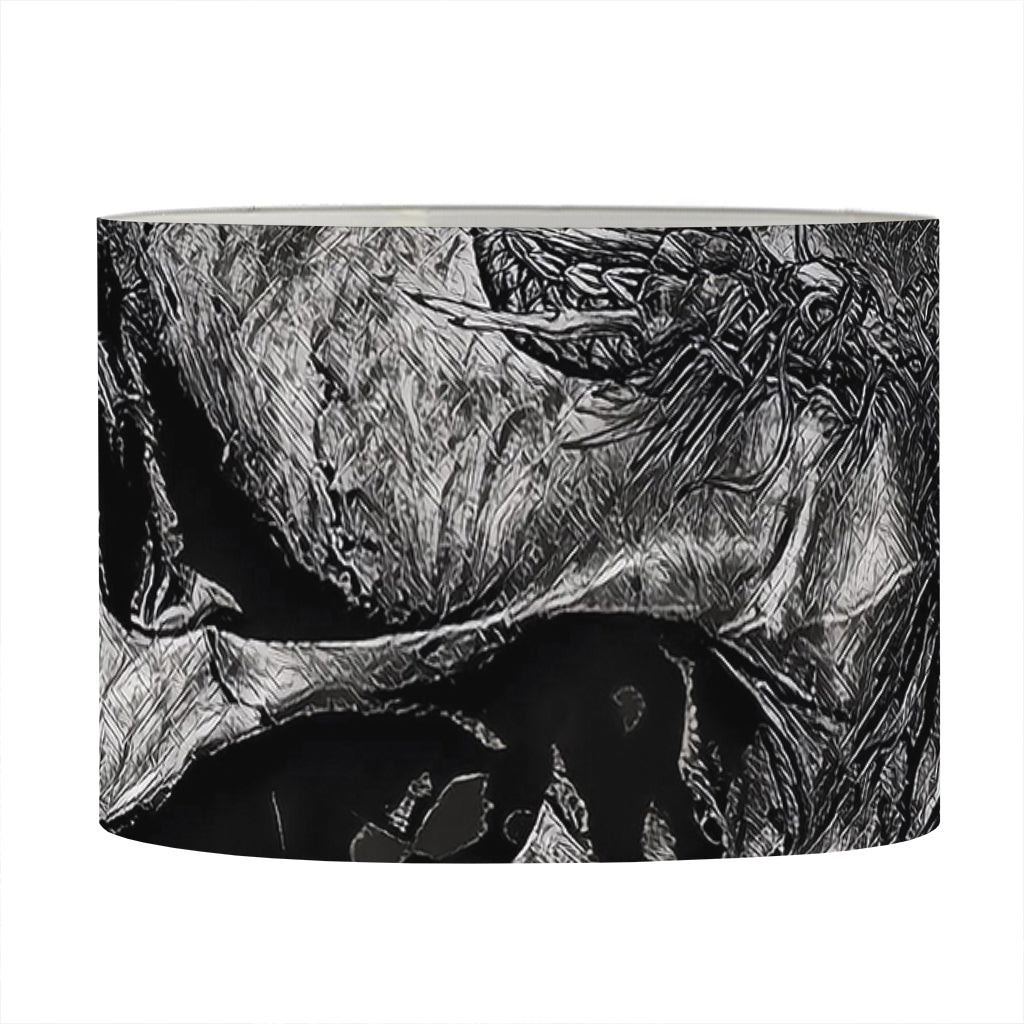 Monochrome Punk Skull Print Drum Lamp Shade