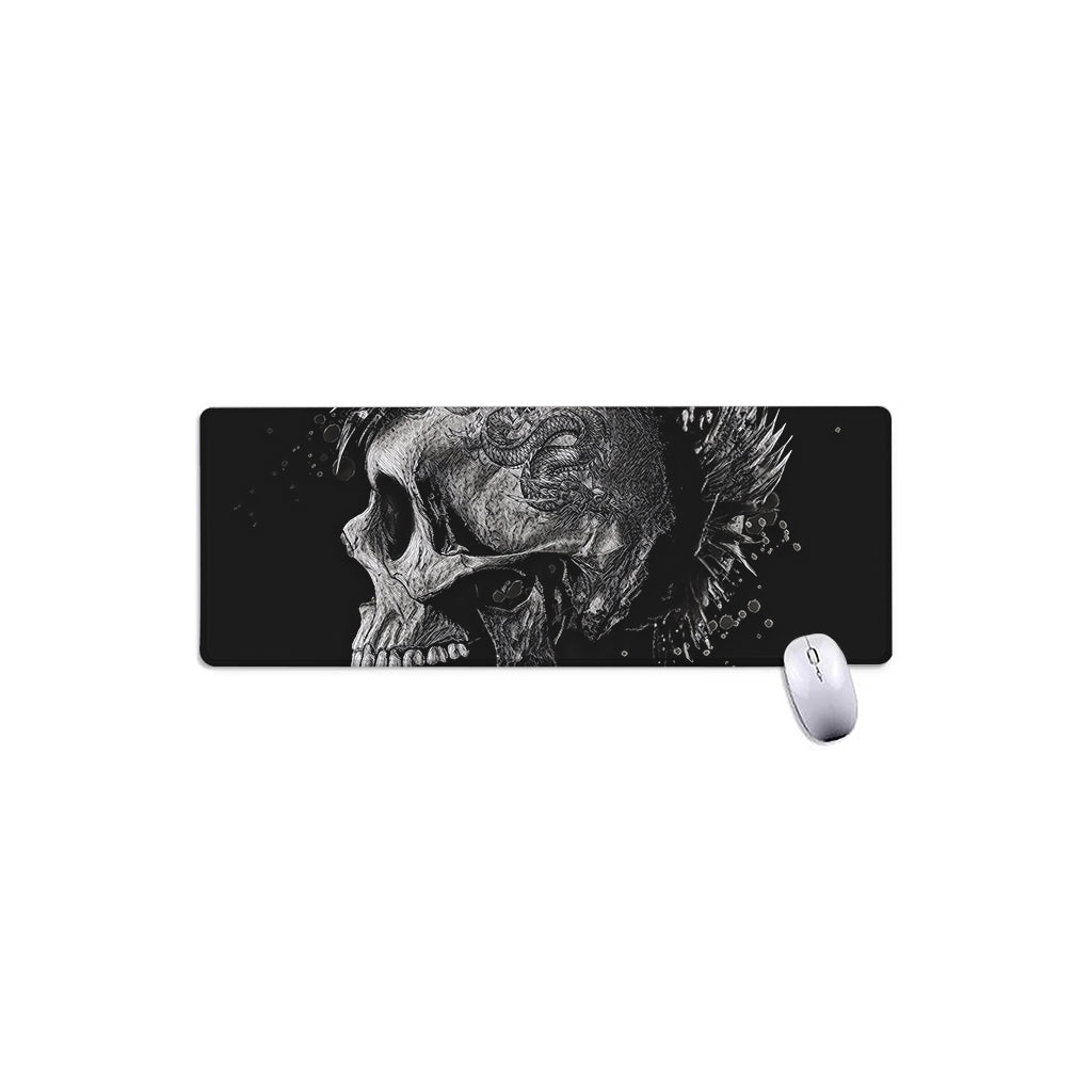 Monochrome Punk Skull Print Extended Mouse Pad