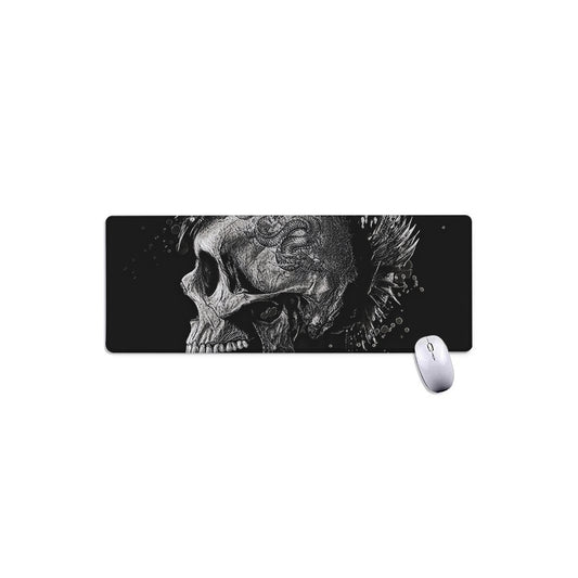 Monochrome Punk Skull Print Extended Mouse Pad