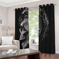 Monochrome Punk Skull Print Extra Wide Grommet Curtains