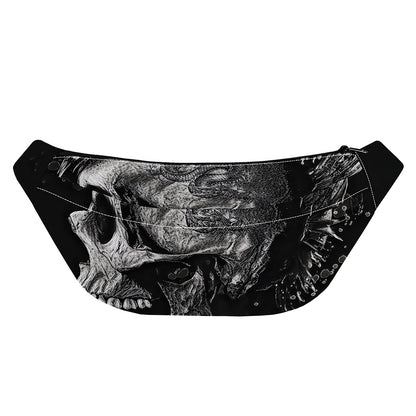 Monochrome Punk Skull Print Fanny Pack