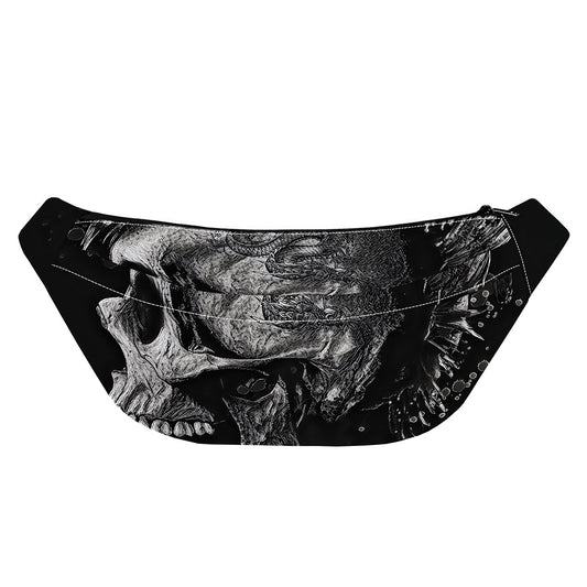 Monochrome Punk Skull Print Fanny Pack