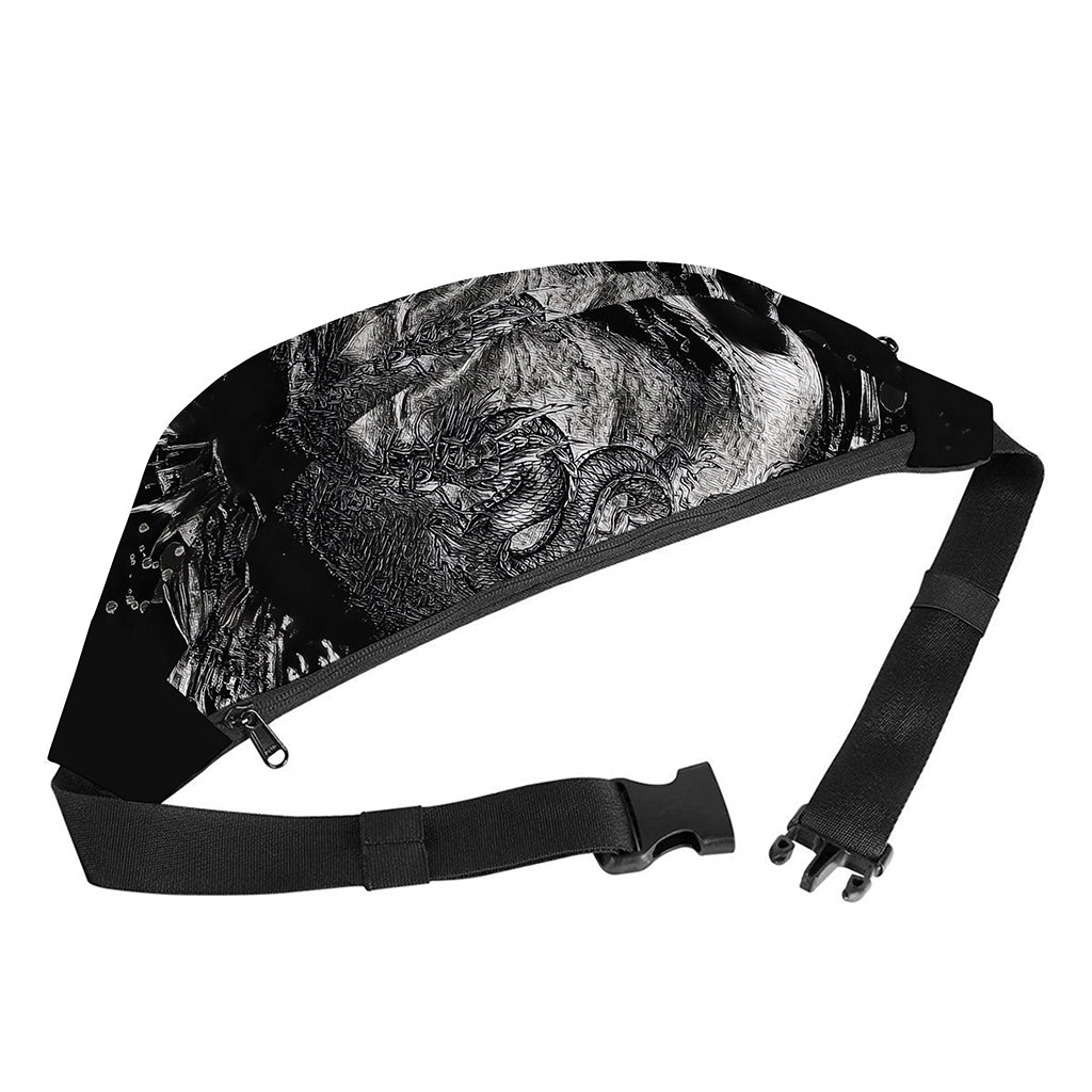 Monochrome Punk Skull Print Fanny Pack