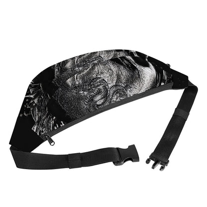 Monochrome Punk Skull Print Fanny Pack