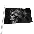 Monochrome Punk Skull Print Flag