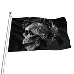 Monochrome Punk Skull Print Flag