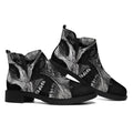 Monochrome Punk Skull Print Flat Ankle Boots