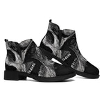 Monochrome Punk Skull Print Flat Ankle Boots
