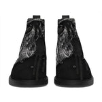 Monochrome Punk Skull Print Flat Ankle Boots
