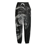 Monochrome Punk Skull Print Fleece Lined Knit Pants